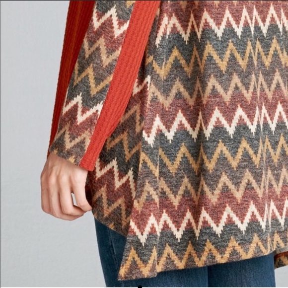 NWT Orange Chevron Waffle Knit Top - Picture 8 of 8